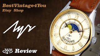 Handson video Review of Luch Soviet Quartz Ladies Watch With Date And Moon Phases Calendar [upl. by Halak]