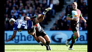 Harlequins Andre Esterhuizen puts in dominant tackle on Bath and England centre Ollie Lawrence [upl. by Yeorgi217]