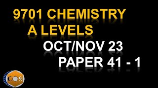 97014143ON23 chemistry A level winter paper41n43 octnov 2023 Q1 and 2 solved 9701w23qp4143 [upl. by Samaria]