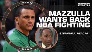 Stephen A reacts to Joe Mazzulla wanting the NBA to ‘bring back fighting’ 👀  First Take [upl. by Hanford]