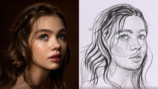 X  leather StudioHow to Sketch a Girls Face with Loomis Method [upl. by Aisital]