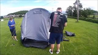 Putting up the new inflatable tent  Dinarth Hall campsite  Benny Hill Style [upl. by Oehsen632]