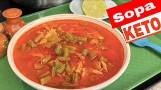 SOPA de POLLO con NOPALES ⎮ cómo hacer Sopa de pollo keto  Recetas de Comida KETO [upl. by Slein]