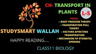 Transport in plants CohesionAdhesion Transpiration Pull theory  root pressure theory [upl. by Oilalue]