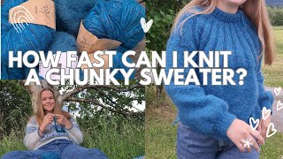 How Fast Can I Knit A Chunky Sweater  Knit with me  Project Vlog [upl. by Aicirtan]