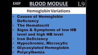 L9 Hemoglobin Variations  Causes and Signs of Hemoglobin Deficiency  Glycosylated  Polycythemia [upl. by Phedra]