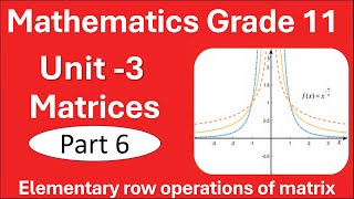 6 Maths Grade 11 Unit 3 Matices  Part 6 Elementary Row Operations of Matrix  New Curriculum [upl. by Ivek]