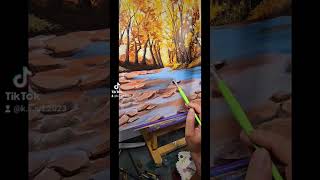 How to painter acrylic landscape  asmr fyp painting acrylicpainting shorts viralreels art [upl. by Savell]