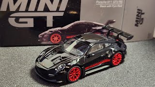 MINI GT 164 Porsche 911 992 GT3 RS Black with Pyro Red MGT00681 [upl. by Gannon]