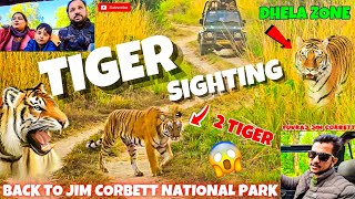 DO TIGER IK SATH SAMNE AA GYE 😱 BUMPER TIGRES SIGHTING HO GYI AAJ DHELA MAIN 🤩 yuvrajjimcorbett [upl. by Rinum]