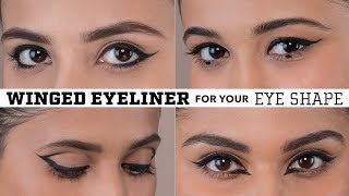 Winged Eyeliner For Your Eye Shape  Hooded Deep Set Almond Downturned amp Round Eyes [upl. by Wicks]