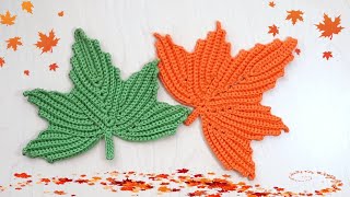 🍁 HOJA DE OTOÑO o MAPLE TEJIDA A CROCHET  TUTORIAL PASO A PASO 🍁 [upl. by Mansfield]