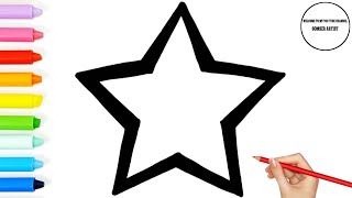 How to draw a Star star drawing painting and colouring for kids DIY for kids [upl. by Anilyx]