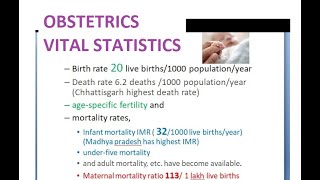 Obstetrics 010 Vital Statistics Birth Rate Infant Mortality Maternal Death Ratio Gynecology MMR IMR [upl. by Shaver]