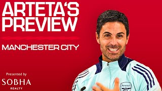 Mikel Arteta previews Manchester City Game  Team news clean sheets amp more  PL [upl. by Namrak]