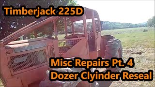 timberjack log skidder repair part 4  dozer cylinder reseal [upl. by Eunice]