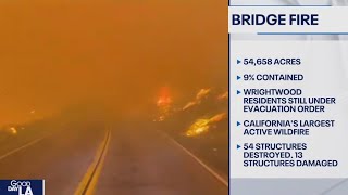 Bridge Fire in LA San Bernardino counties leaves 54 structures destroyed [upl. by Ailadi]