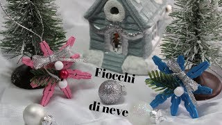 🎄Decorazioni natalizie fai da te i fiocchi di neve con le mini mollette di legno🎄 [upl. by Oznerol668]