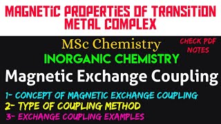 Magnetic Exchange Coupling  ConceptTypes of Coupling Examples •MSc Chemistry• INORGANIC CHEMISTRY [upl. by Dorkus]