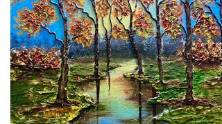 3d landscape painting  how to make a beautiful landscape painting [upl. by Adnovad460]