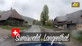 Drivers View Rainy Drive from Sumiswald to Langenthal Switzerland 🇨🇭 [upl. by Syck611]