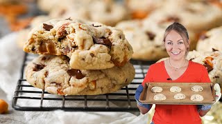 Salty Sweet amp Chocolaty Caramel Pretzel Chocolate Chunk Cookies [upl. by Daryl222]