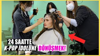 KOREDE LÜKS KUAFÖR DENEYİMİ24 SAATTE KPOP İDOLÜNE DÖNÜŞMEK [upl. by Ratib]