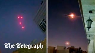 Iran Explosions seen as Israel launches missile strikes near Tehran [upl. by Ahtanoj762]