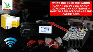 WHAT INK DOES THE CANON PIXMA TS8350 USE  CANON 2078C005 INK – HOW TO REPLACE  CHANGE INK [upl. by Eserehs]