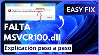 El programa no puede iniciarse porque falta MSVCR100dll en el equipo SOLUCIÓN [upl. by Klapp]