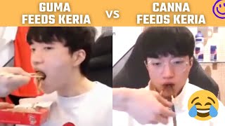 Gumayusi feeds Keria vs Canna feeds Keria  T1 Stream Moments [upl. by Herahab]