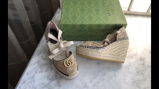 Gucci Womens Ankle Tie Wedge Platform Espadrille Review [upl. by Burr]