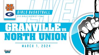 LIVE OHSAA Girls D2 Tournament  1 Granville vs 6 North Union March 2 2024 [upl. by Aschim]