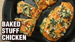 Baked Stuff Chicken Recipe  How To Make Spinach amp Cheese Stuffed Chicken Breast  Neha [upl. by Gabriele]