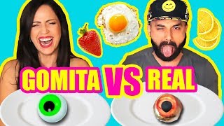 COMIDA de GOMA vs REAL COMER OJOOH NO RETO SandraCiresArt  Gummy Food Challenge [upl. by Imnubulo295]