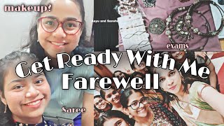 GET READY WITH ME  FAREWELL ✨  last board exam GRWM saree SanskrutiManjarekar [upl. by Chesney672]