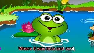 Five Little Friendly Frogs with lyrics  Nursery Rhymes by EFlashApps [upl. by Enomsed]