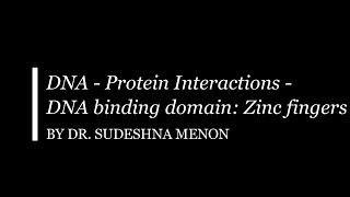 DNA Protein Interactions Zinc Fingers as DNA binding domain [upl. by Veron]