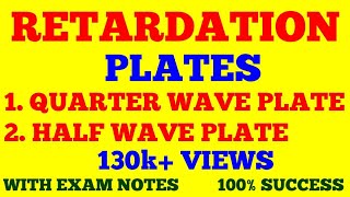 RETARDATION PLATES  QUARTER WAVE PLATE  HALF WAVE PLATE  WITH EXAM NOTES [upl. by Ashti]