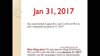 W2 Tax Form Filing Deadline in 2017 [upl. by Yelnet]