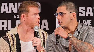 Canelo Alvarez vs Edgar Berlanga HEATED LA Press Conference amp Face Off Video [upl. by Ellirpa]