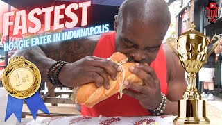 FASTEST Hoagie Eater in Indianapolis  Hoagies amp Hops  Hoagie Contest 2023 [upl. by Ahsienek]