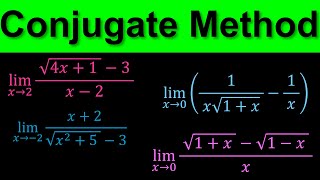 Evaluating limits by Conjugate Method  Limits and Radicals  Calculus [upl. by Kciregor187]