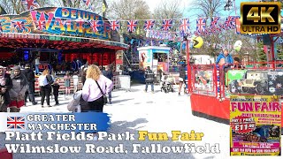 Platt Fields Park fun fair 116 Apr 2023 Wilmslow Road Fallowfield Manchester [upl. by Schroth229]