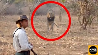 Lion Charge Tourists on Walking Safari in Kruger National Park [upl. by Yves]