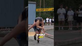 Finland’s Wild Wife Carrying Contest 🤯 [upl. by Eleinad732]