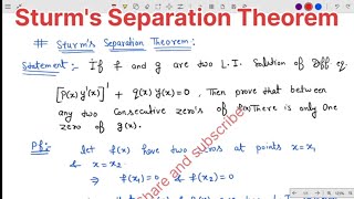 Sturms Separation TheoremODEBScMSc [upl. by Evante]