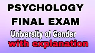 🔴FRESHMAN PSYCHOLOGY FINAL EXAM UNIVERSITY OF GONDER PART 2 [upl. by Nyleuqcaj]