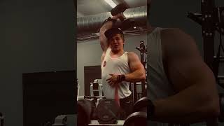 Overhead tricep dumbell extension set triceps workoutshorts [upl. by Tnayrb]