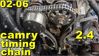 2002 2013 toyota camry Matrix Rav4 Highlander Lexus 24 Timing Chain Replacement step by step part2 [upl. by Wendelina]